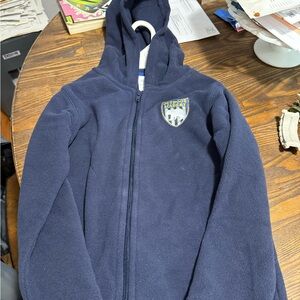 Navy Blue Hooded Fleece Jacket